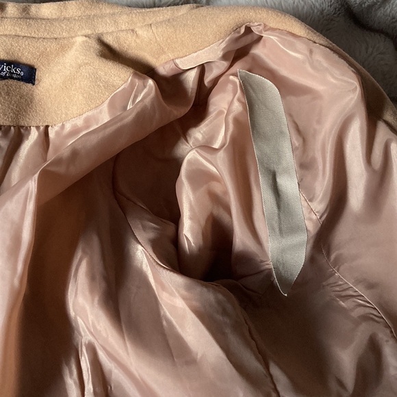 Vintage Wool Blend Long Tan Camel Coat Button Down Trench Oversized Jacket - Picture 10 of 14